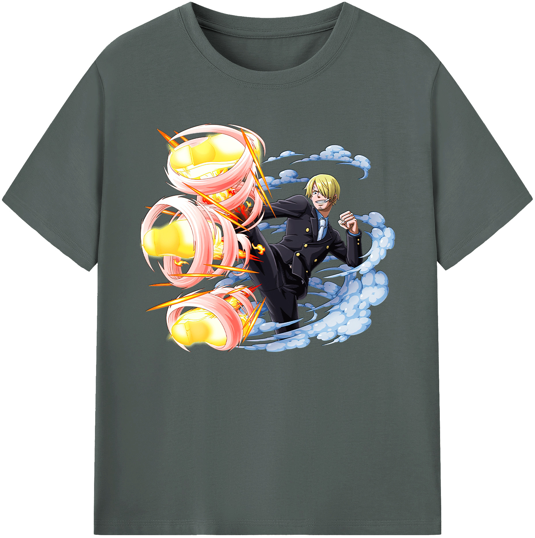 （画像用） ワンピース サンジ ONE PIECE Sanji 綿100％ メンズ半袖Tシャツ｜肌触りやわらか＆通気性